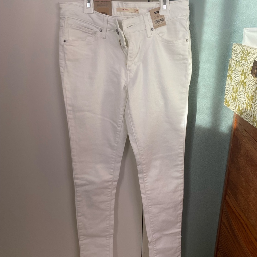 MID RISE 711 SKINNY WHITE LEVIS